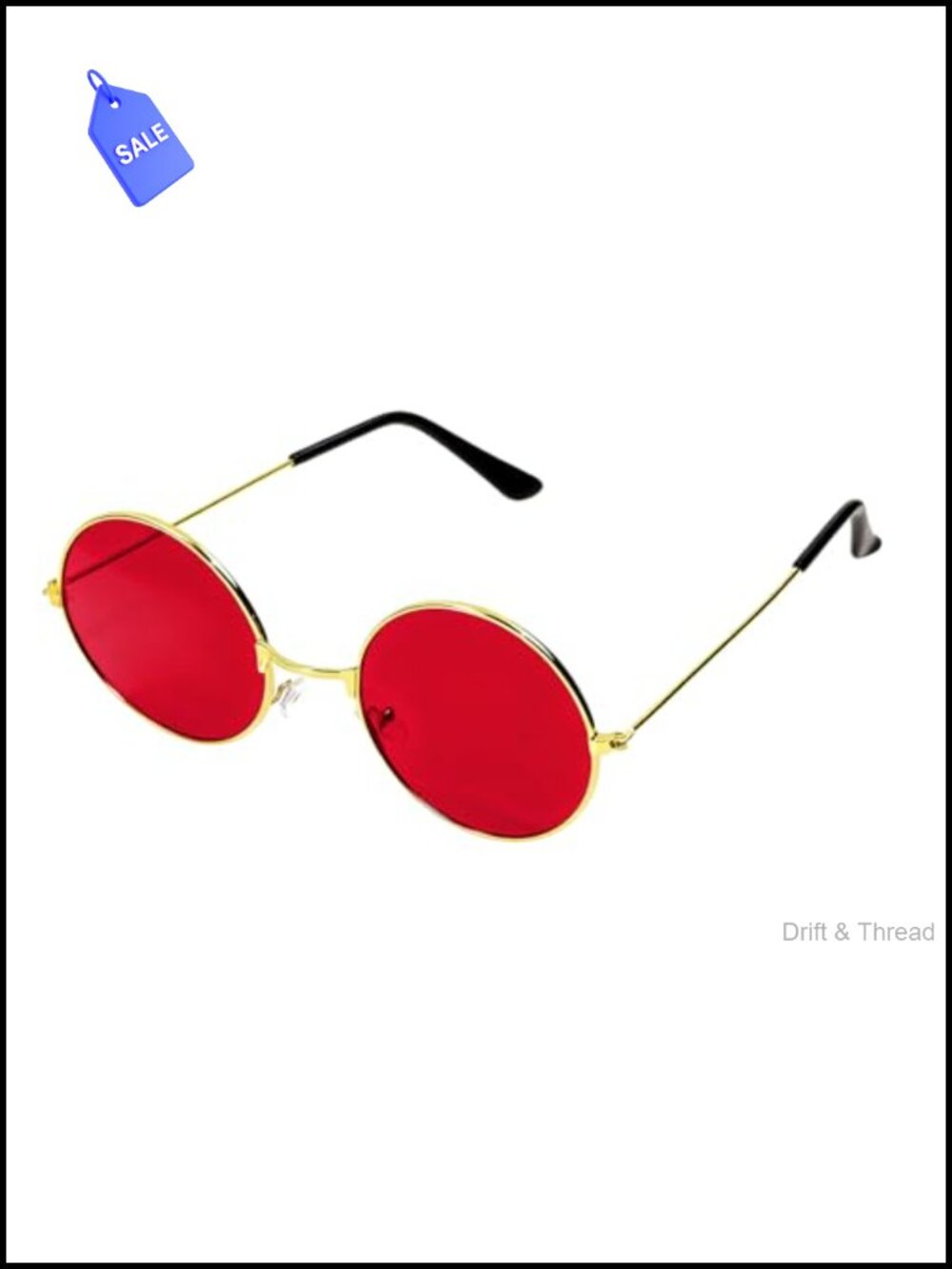 Round Hippie Sunglasses Metal Frame Retro Circle Halloween Costume